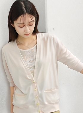 只有L吊牌价10290日元出口日本女士开衫2件套背心加开衫