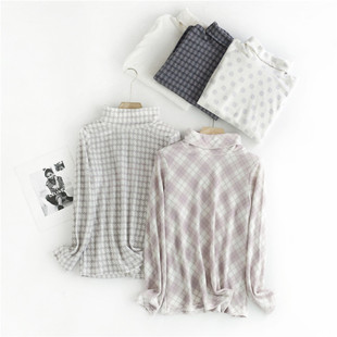 外贸出口日本女士摇粒绒高领秋衣自发热保暖上装可当睡衣