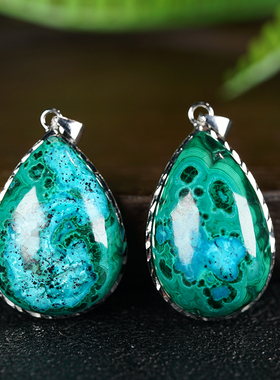 福子珠宝天然珠宝巴料老矿孔雀石桃花玉镶嵌半宝石生肖风景雕刻件