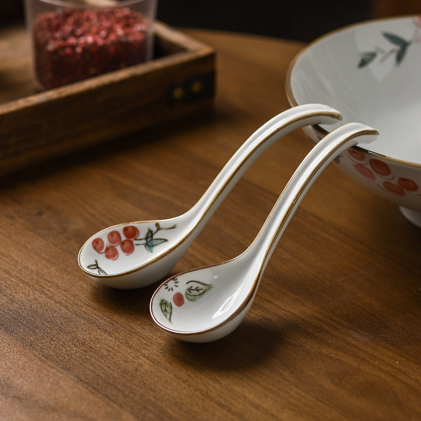 日式高温釉下彩陶瓷勺子
