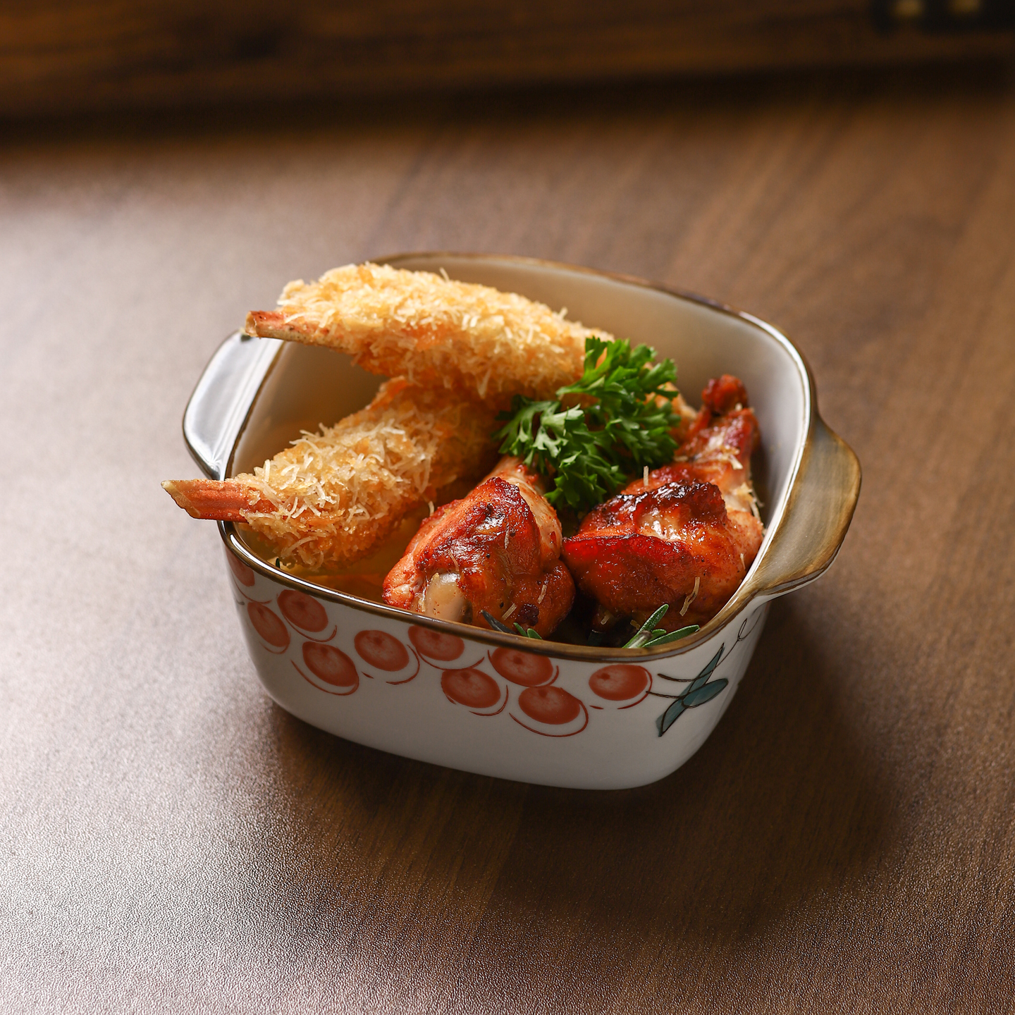 日式釉下彩陶瓷碗空气炸锅专用