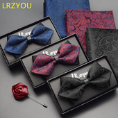 尖角造型蝴蝶结口袋巾套装 潮男结婚新郎西装 礼服领结伴郎英伦时尚