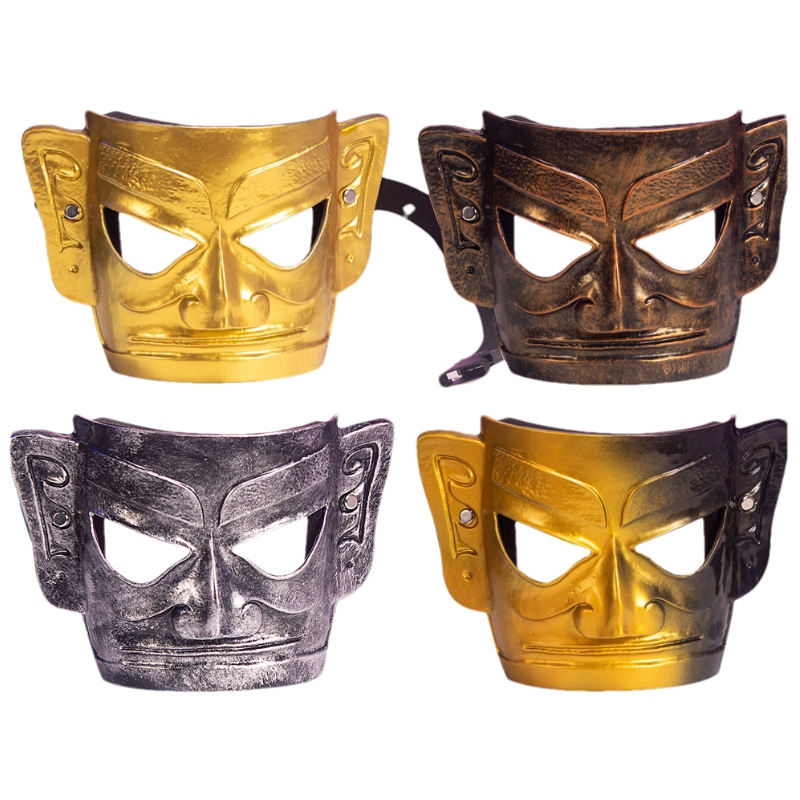 复古三星堆面具万圣节装扮道具