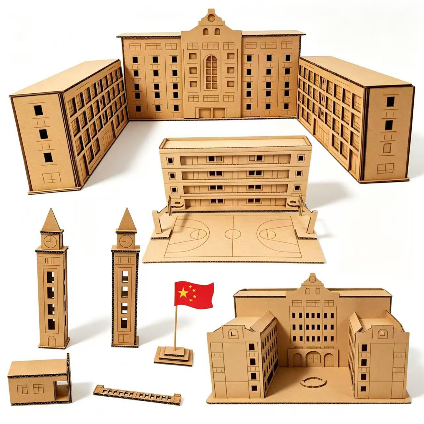 纸质模型建筑微缩景观房屋大楼手工课纸盒小房子3D拼插制作材料包