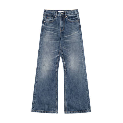 SUNINWAVE 25AW15.5oz冈山赤耳牛仔646版型宽松微喇水洗做旧长裤