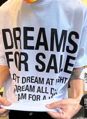 SUNINBOX DreamsForSale标语CleanFit宽松小领口300g纯棉半袖T恤