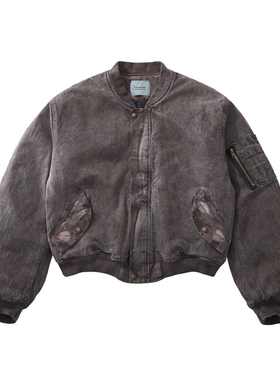 SUNINWAVE 25AW「下山虎」火焰灰重磅水洗脏染廓形bomber棉衣