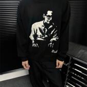 SUNINWAVE AW软糯亲肤Bill美式 人像提花短宽boxy羊毛混纺圆领毛衣