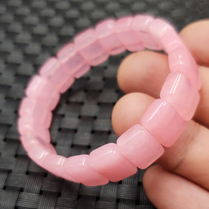 玉石手链桃花玉手链粉色石英岩玉手链玉手链玉手排玉手串手饰