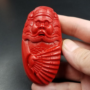 饰品吊坠精美朱砂钟馗手把件 红色朱砂钟馗吊坠钟馗手玩件