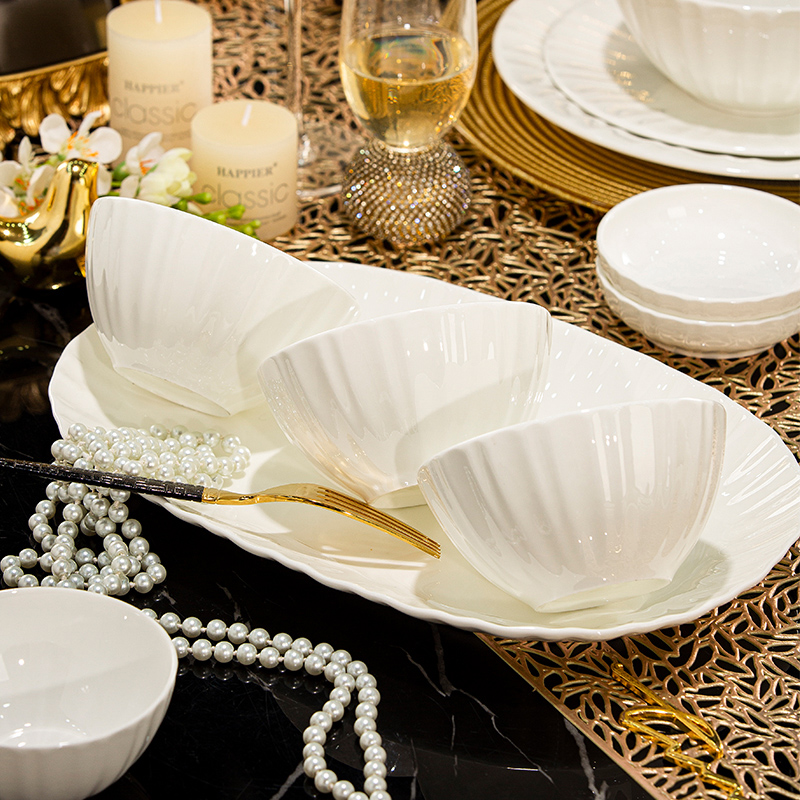 锦秋堂骨瓷奶油风饭碗纯白色