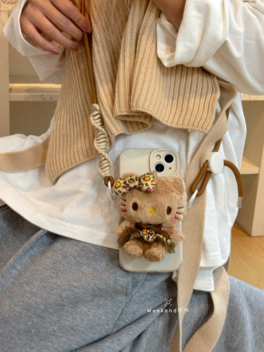 hellokitty毛绒玩偶原创定制斜挎手机背夹解放双手送闺蜜可爱礼物