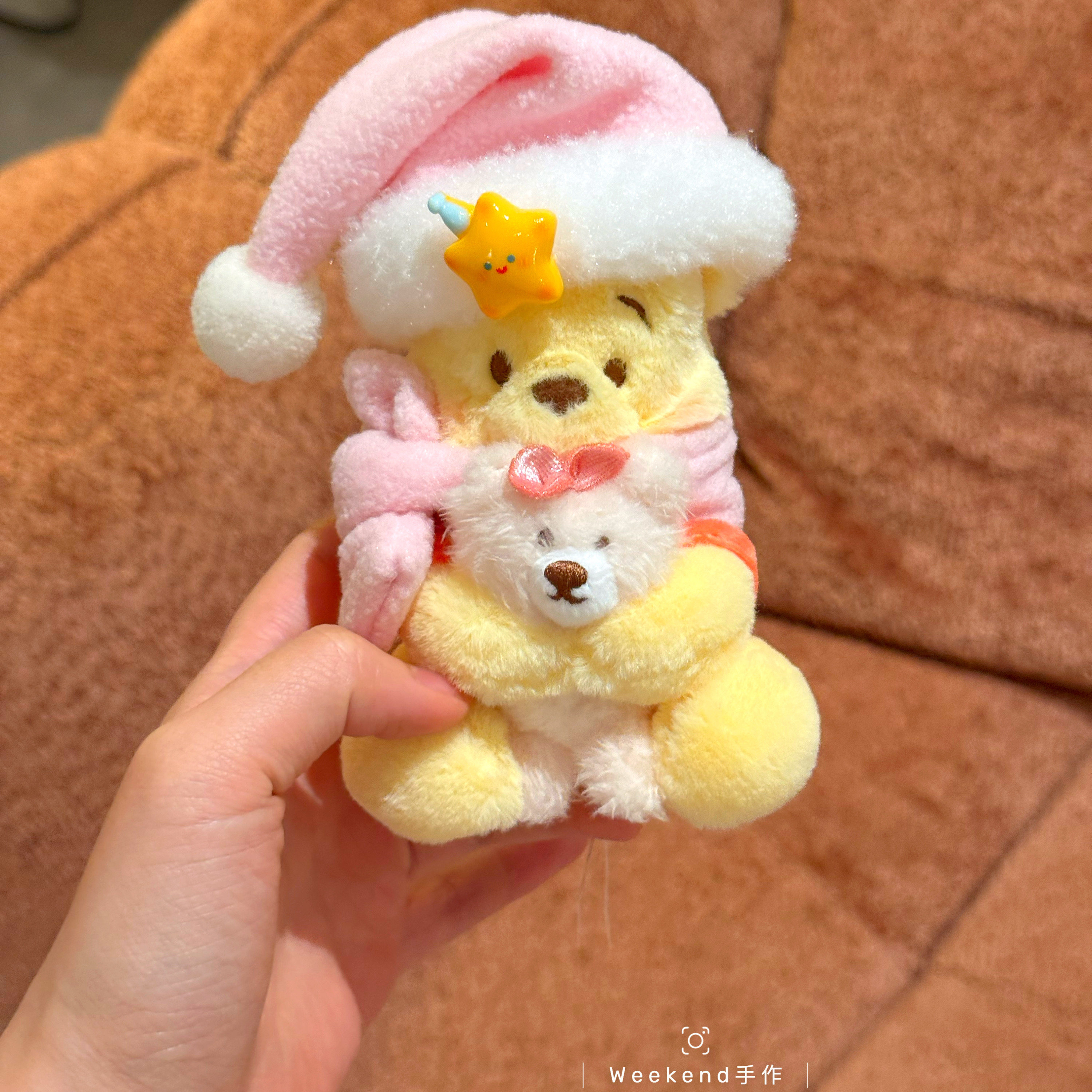 正版迪士尼维尼小熊噗噗毛绒玩偶包包挂件汽车钥匙扣挂饰卡通公仔