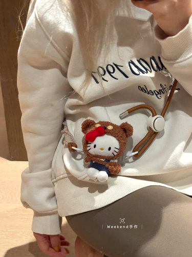 小熊头套Hellokitty毛绒公仔定制斜挎手机背夹创意生日礼物送女友