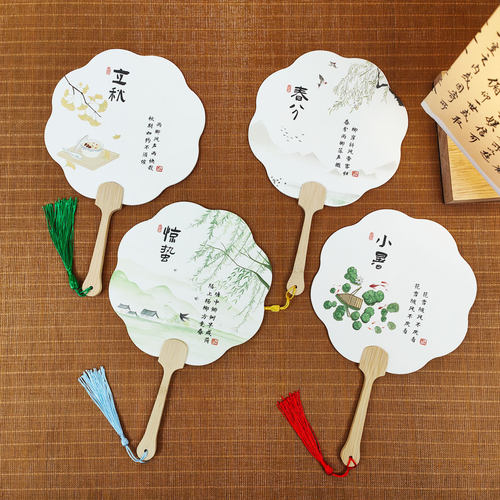 国风24节气团扇传统文创装饰古风宣纸扇子小暑大暑立秋节气扇子di
