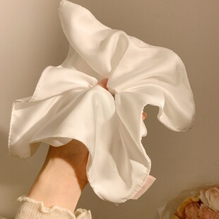 大漆发圈蝴蝶结发饰发夹巨好看大肠发圈超大头花方巾缎面漂漆白色