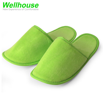 wellhouse户外旅游男女防滑拖鞋天鹅绒折叠出差旅行拖鞋送收纳袋