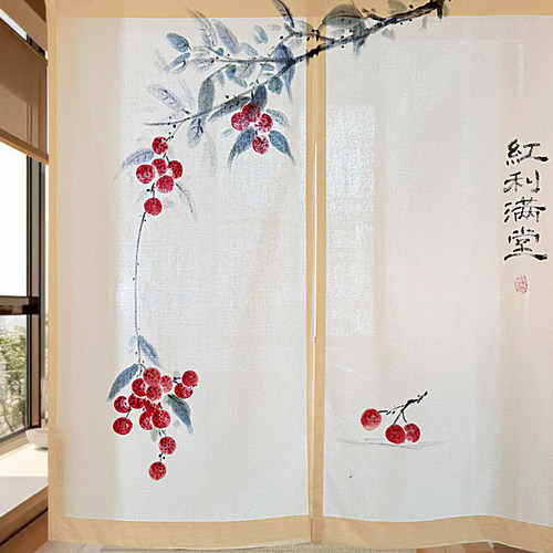 原创日式荔枝短帘棉麻