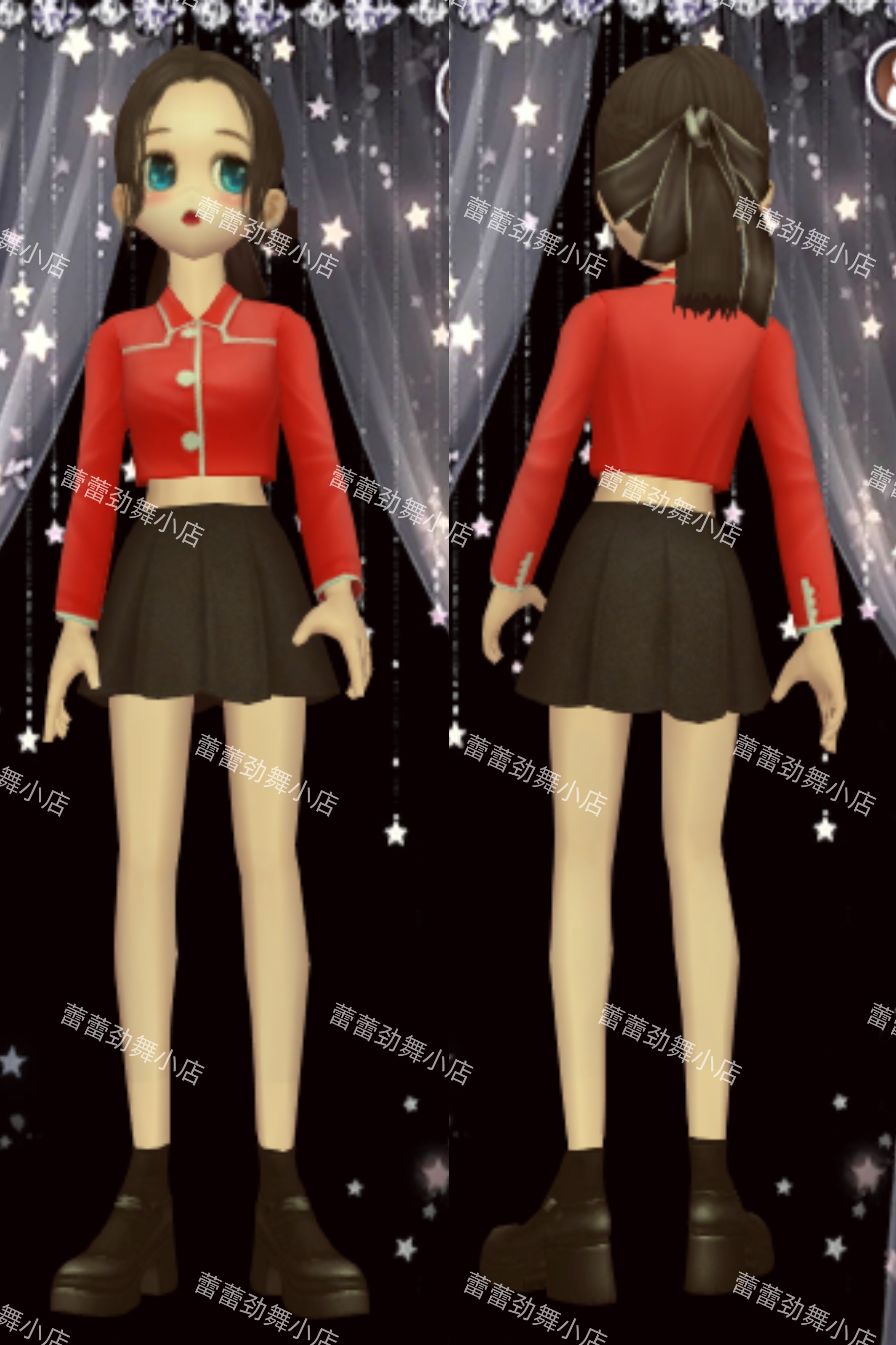 劲舞团红色淑女性感短裙蝴蝶结头START云游戏