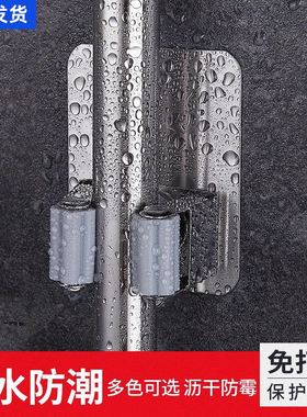 不打孔拖把架304不锈钢拖把挂钩扫把架拖把夹免打孔壁挂灰色无痕