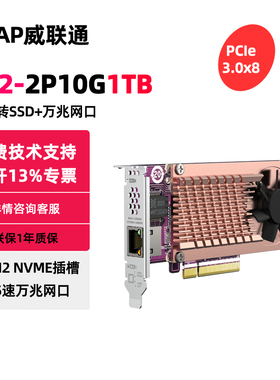 QNAP威联通 QM2-2P10G1TB M.2 PCIe nvme SATA接口SSD SSD含单口万兆10G以太网卡扩充卡