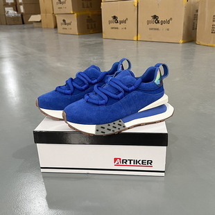 蓝色个性 女欧美2025新款 潮款 老爹鞋 子 外贸大码 板鞋 真皮厚底休闲鞋