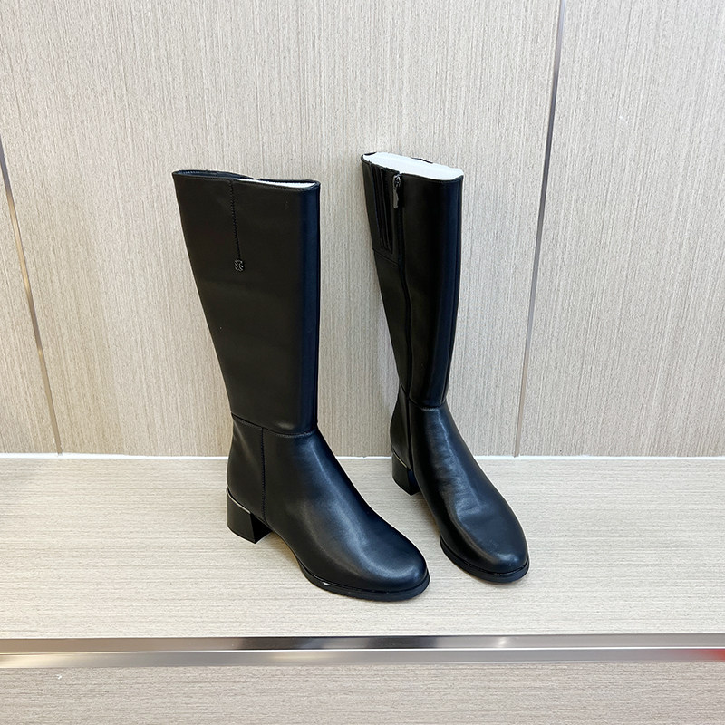 俄罗斯真皮长靴女2025秋冬加绒高筒靴大腿围骑士靴粗跟大码马靴子,女鞋,骑士靴,淘宝优惠券,粉丝福利购,淘宝优惠卷