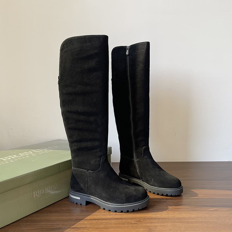 保暖加厚真皮保暖骑士靴过膝靴