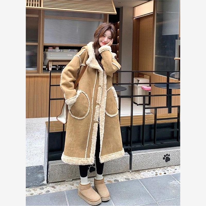 韩版慵懒风皮毛一体外套