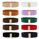 欧美街拍简约风春夏5厘米宽女式 腰带 松紧弹力合金对扣连衣裙时装