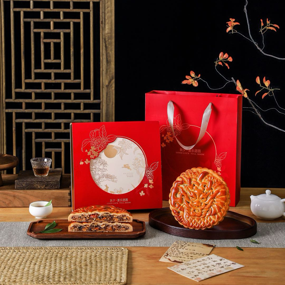 中秋月饼2025年新款财运兴龙广式经典五仁牛肉红枣豆沙味大饼礼盒