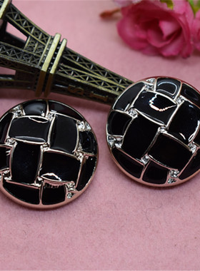 纽扣扣子黑色点油大衣扣精致女时装扣大衣风衣扣圆形白色毛衣扣