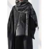 秋冬双面百搭水墨色暗黑系列仿羊绒保暖围巾披肩两用空调围脖男女