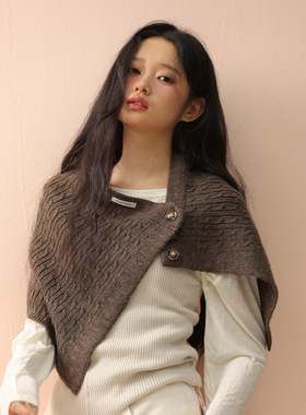 出口韩国含羊毛麻花屁帘斗篷外搭半身裙百搭披肩裹胸多用内搭叠穿