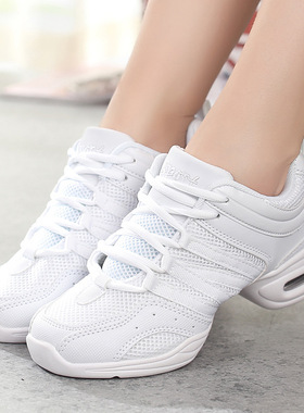 杨丽萍团队表演广场舞鞋软底白色舞蹈鞋女春秋网面跳舞鞋健身操鞋