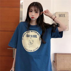 Real shot short sleeve T-shirt women's Korean version summer new college style loose and lazy wind big size clothes