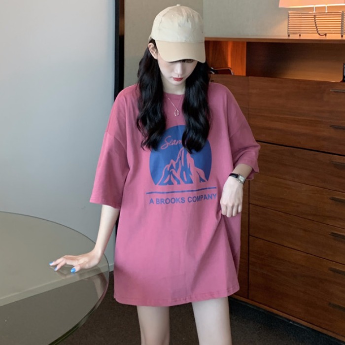 短袖T恤女夏裝韓版寬鬆原宿風bf慵懶風學生中長款ins潮大碼上衣