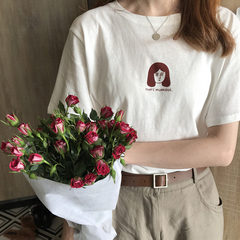 Girl's feeling of Hong Kong Style Short Sleeve T-Shirt women's large size early spring top lazy wind loose foreign style versatile fashionable summer