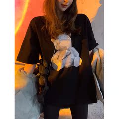 Cotton short sleeve t-shirt female Korean Fashion College wind net red large loose medium length lazy wind top summer