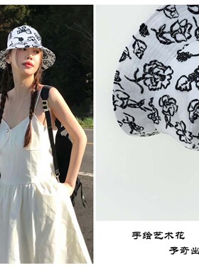 TOLEGEND手绘艺术花夏秋季渔夫帽