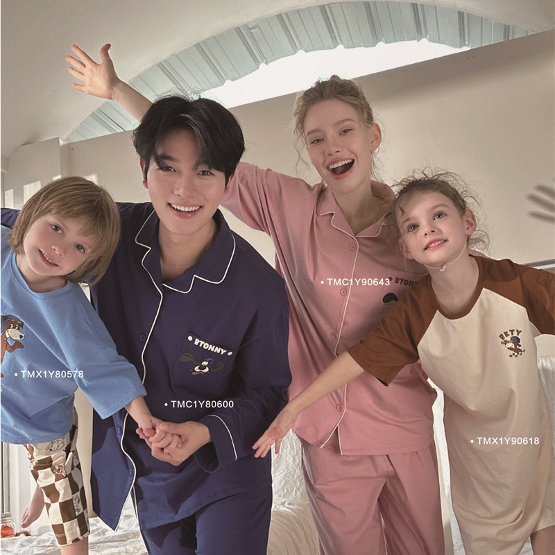 小黑托昵亲子春夏新款睡衣睡裙