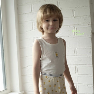 2025春夏新款小黑托昵尼男童背心无袖打底儿童家居服莫代尔两件装