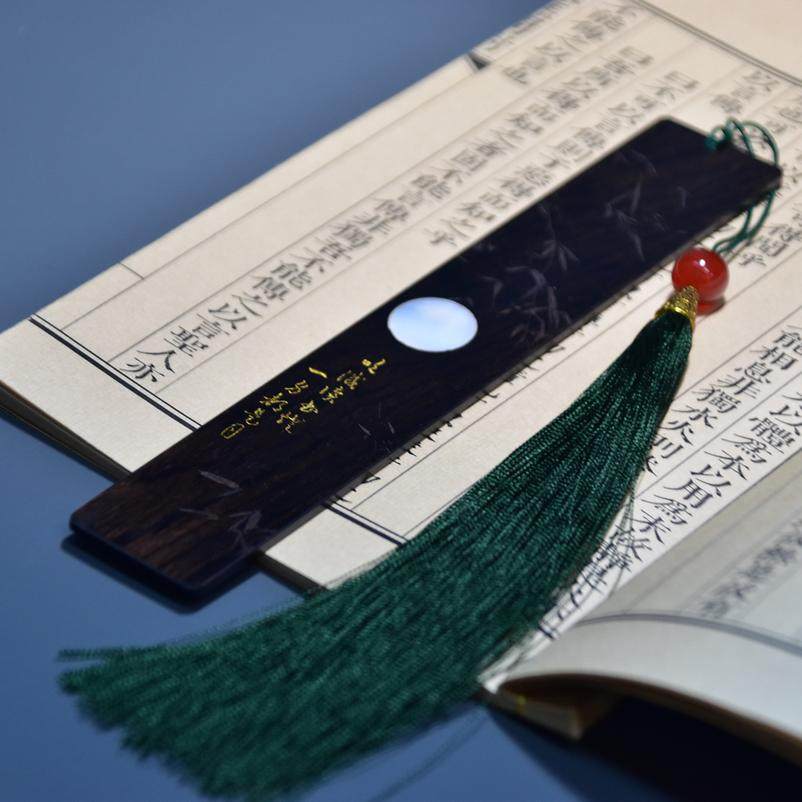 紫檀木嵌贝书签定制随手礼中国风