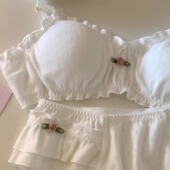 温柔有点甜少女纯棉透气舒适小胸内衣文胸套装 纯棉 云朵里数数