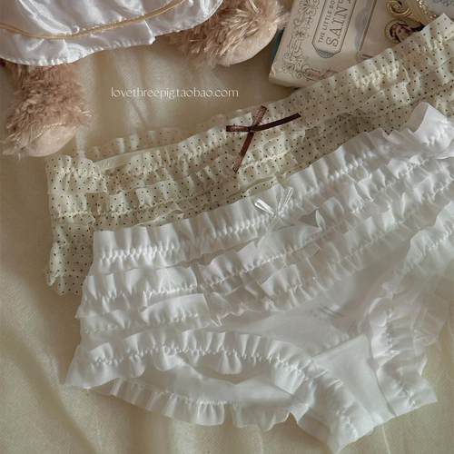 “曲奇椰椰”甜系小众少女心波点雪纺低腰舒适弹力学生三角内裤