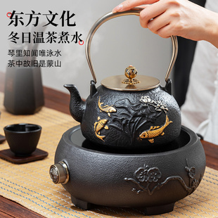 铸铁茶壶围炉煮茶室内无明火电陶炉烧水专用泡茶壶家用茶具铁壶