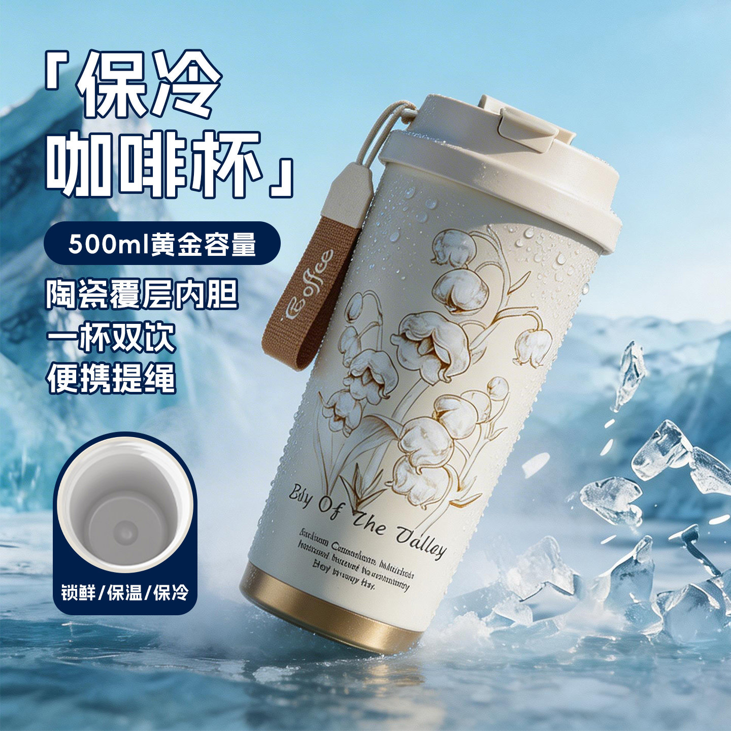 捷安玺保温保冷杯女生高颜值2026新款咖啡杯陶瓷内胆小巧便携水杯