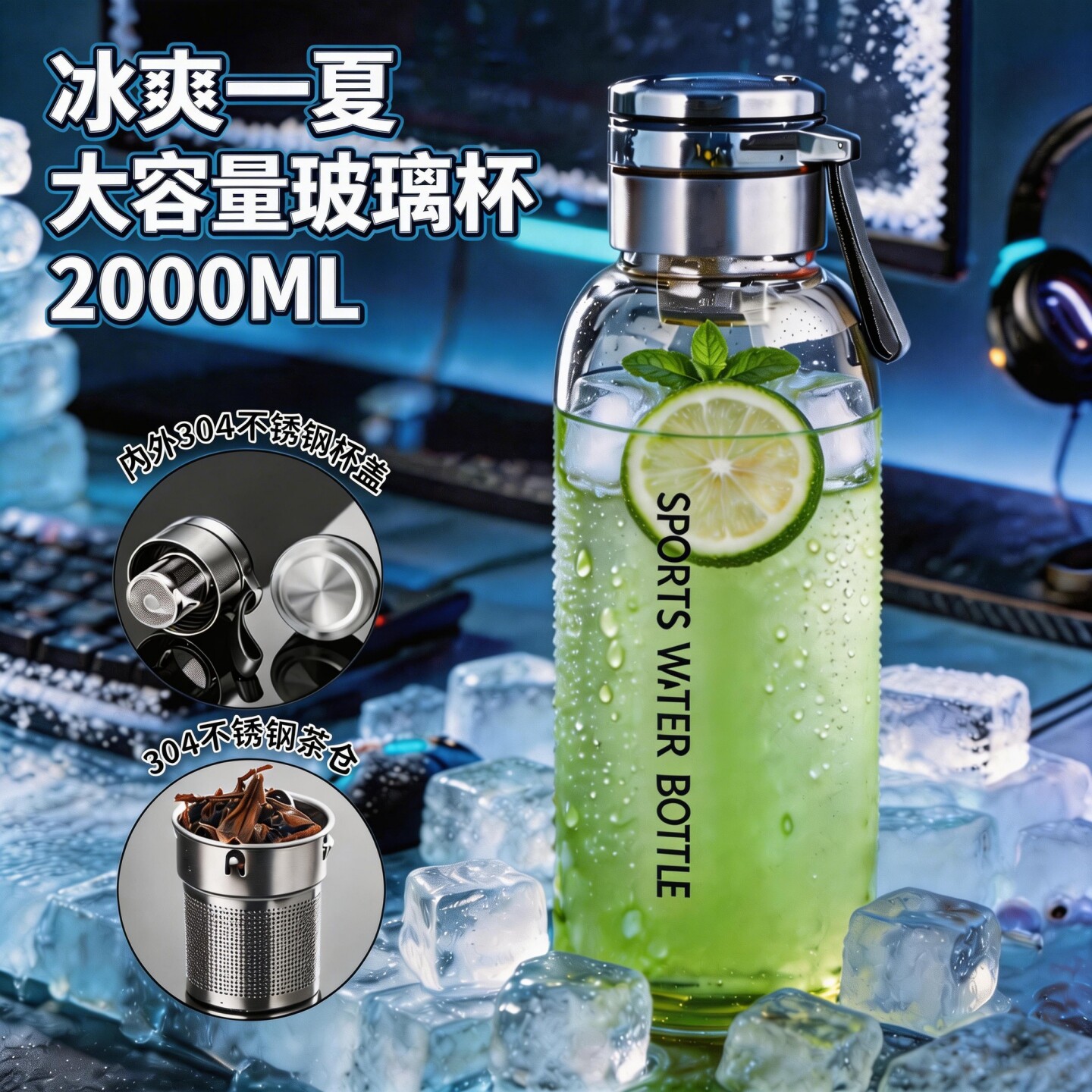 【冰爽一夏】大容量玻璃泡茶杯