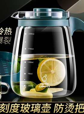 捷安玺冷水壶玻璃耐高温家用大凉水壶茶具套装大容量冰箱冷泡茶壶