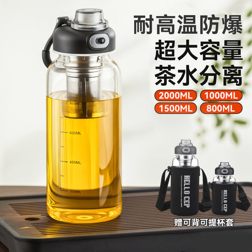 玻璃水杯大号大容量泡茶杯子男款